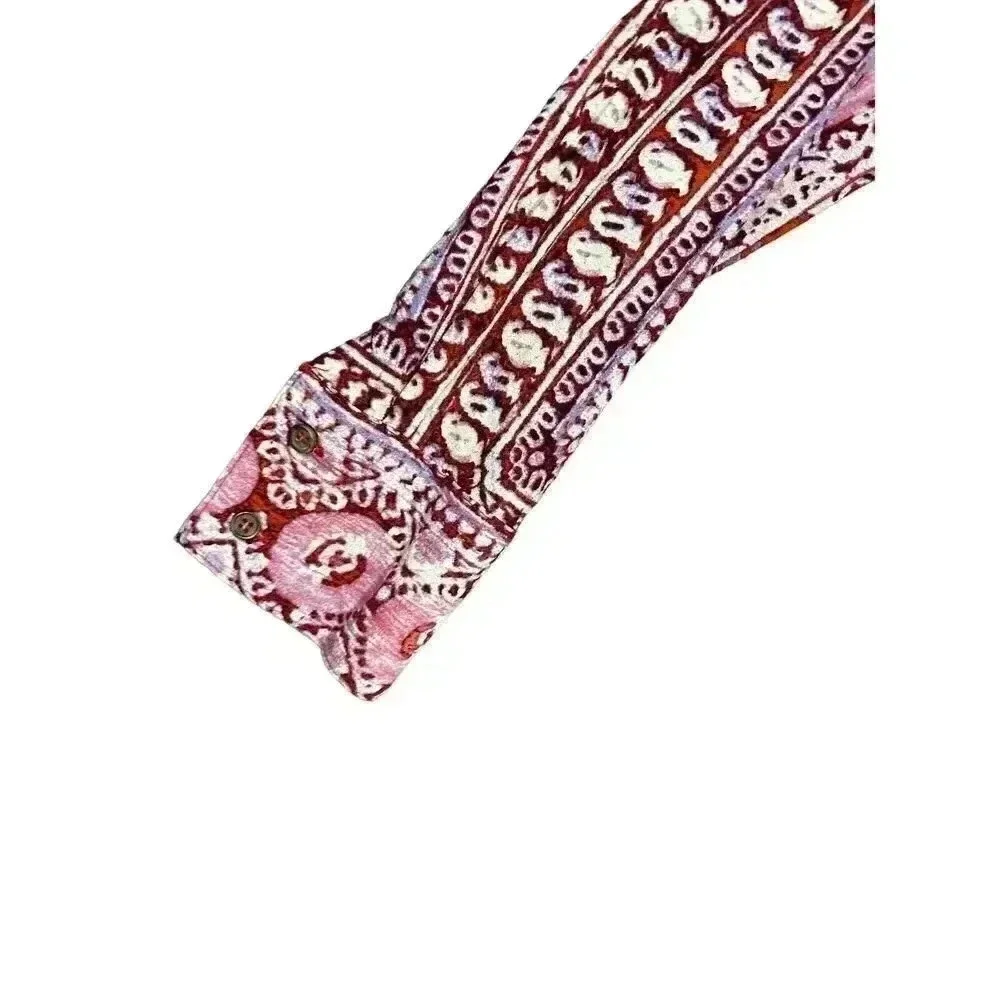 Free People Wild and Free Printed Paisley Long Sleeve Smocked Top Sz S